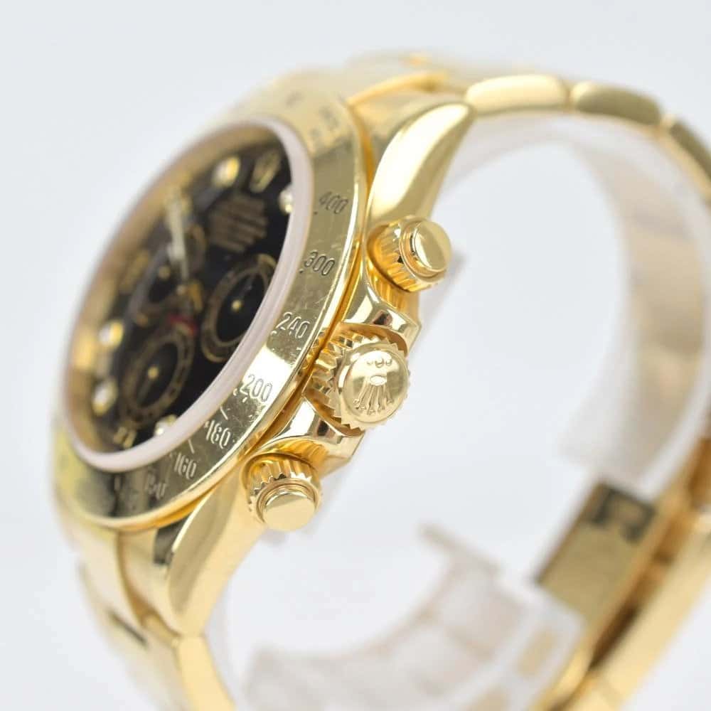 Rolex Daytona 116528G 18k Yellow Gold Black Diamond Dial Automatic Men's Watch Yellow Good - Inside View