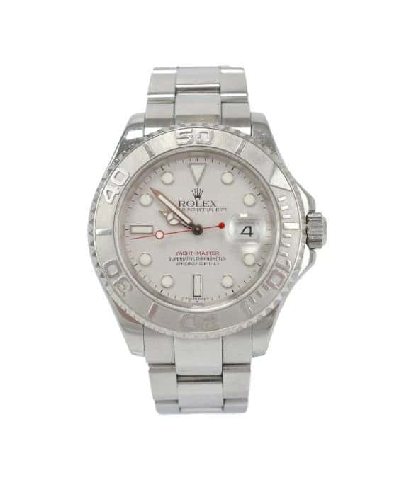 Rolex Silver Stainless Steel Yacht-Master 16622 Men's Wristwatch 40 mm Silver Good - Front View