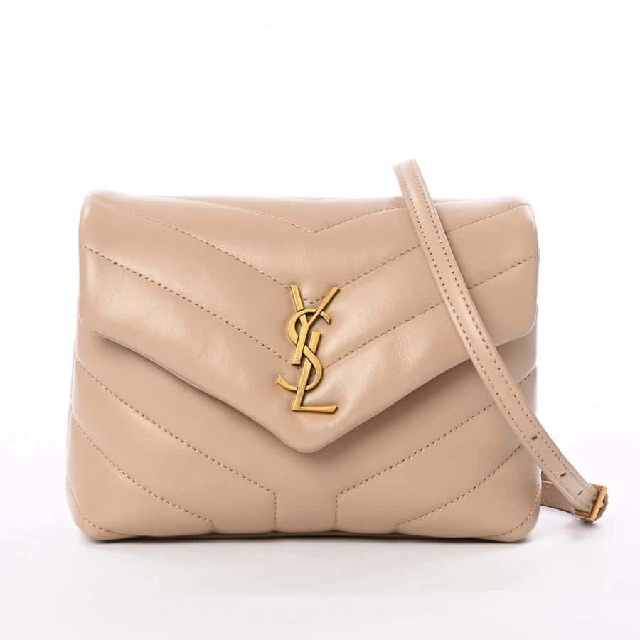 Saint Laurent Beige Calfskin Leather Loulou Toy Crossbody Bag Beige Leather Very good - Front View
