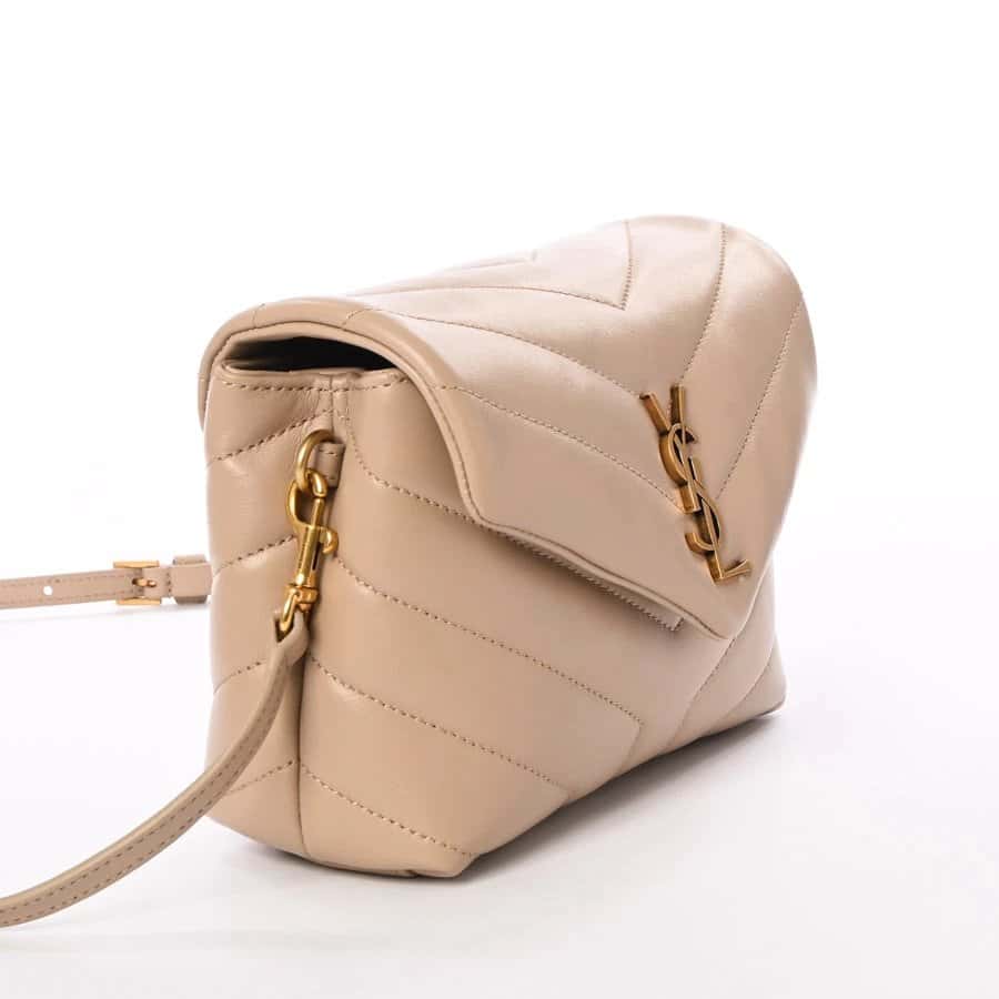 Saint Laurent Beige Calfskin Leather Loulou Toy Crossbody Bag Beige Leather Very good - Back View