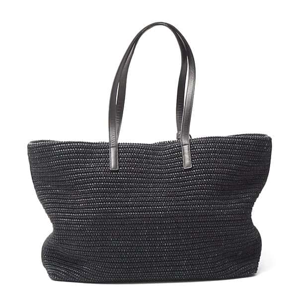 Saint Laurent Black Cabas Noir Raffia Tote Bag Black Good - Back View