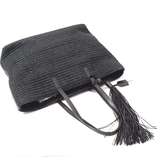 Saint Laurent Black Cabas Noir Raffia Tote Bag Black Good - Inside View