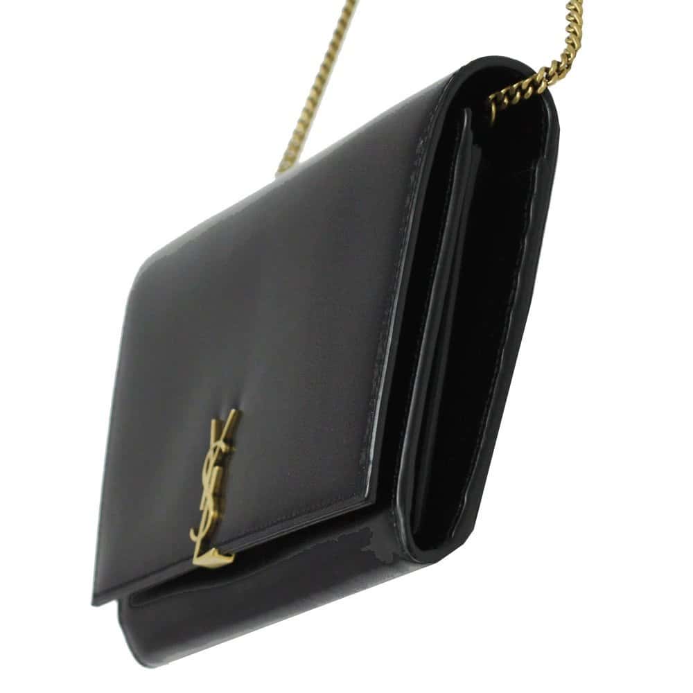 Saint Laurent Black Glossy Calfskin Monogram Chain Wallet Black Leather Very good - Inside View
