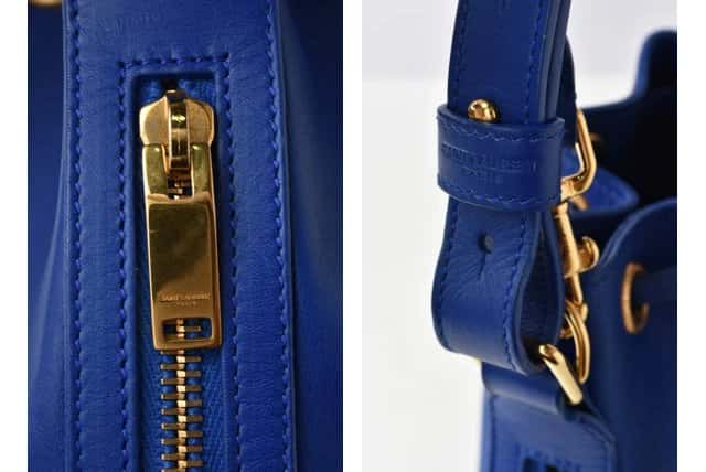 Saint Laurent Calfskin Small Emmanuelle blue Marjorelle Bucket Bag Blue Leather Very good - Inside View