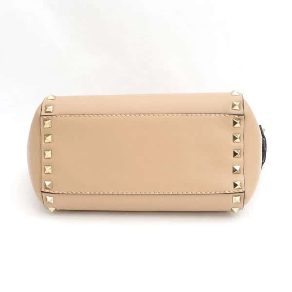 Valentino Garavani Beige Leather Mini Rockstud Trapeze Tote Beige Leather Very good - Inside View