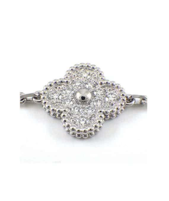 Van Cleef & Arpels Bracelet Vintage Alhambra Diamond Paved 5 Motif 18k White Gold Bracelet White Gold Very good - Back View