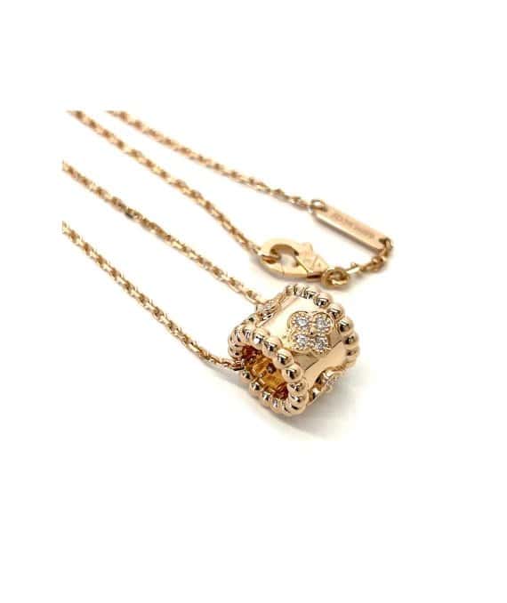 Van Cleef & Arpels K18 Rose Gold Perlée Clover Pendant Diamond Necklace Gold Gold Very good - Inside View