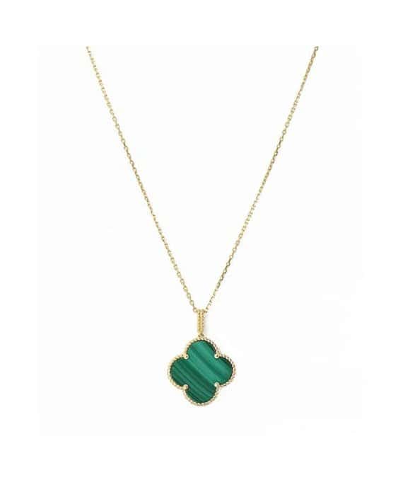 Van Cleef & Arpels Magic Alhambra Malachite 1 Motif Long Necklace In 18k Yellow Gold Yellow Gold Very good - Front View