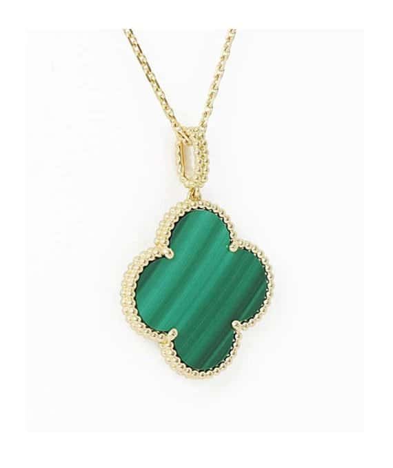 Van Cleef & Arpels Magic Alhambra Malachite 1 Motif Long Necklace In 18k Yellow Gold Yellow Gold Very good - Back View