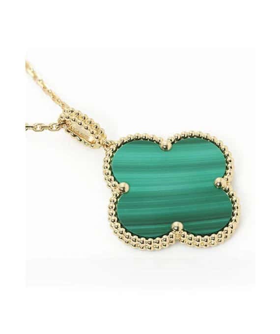 Van Cleef & Arpels Magic Alhambra Malachite 1 Motif Long Necklace In 18k Yellow Gold Yellow Gold Very good - Model View