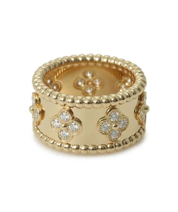 Van Cleef & Arpels Perlée Clover 18k Yellow Gold Diamond Ring Yellow Gold Never worn - Back View