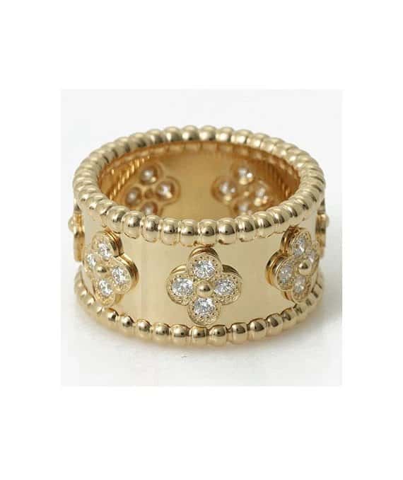 Van Cleef & Arpels Perlée Clover 18k Yellow Gold Diamond Ring Yellow Gold Never worn - Inside View