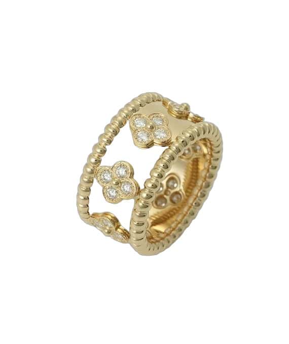 Van Cleef & Arpels Perlée Clover 18k Yellow Gold Diamond Ring Yellow Gold Never worn - Front View