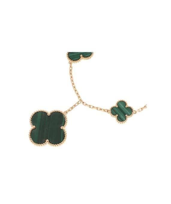 Van Cleef & Arpels Size 19 Magic Alhambra 5 Motifs Malachite Bracelet In 18k Yellow Gold Yellow Gold Very good - Back View