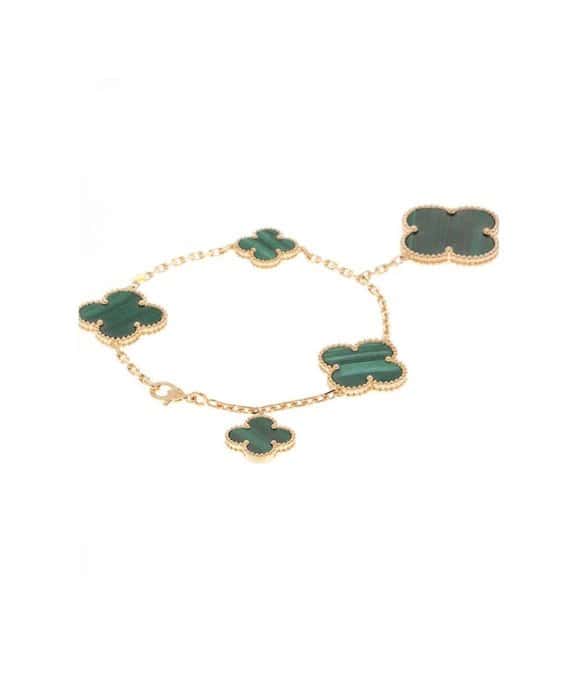 Van Cleef & Arpels Size 19 Magic Alhambra 5 Motifs Malachite Bracelet In 18k Yellow Gold Yellow Gold Very good - Inside View