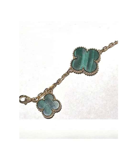 Van Cleef & Arpels Size 19 Magic Alhambra 5 Motifs Malachite Bracelet In 18k Yellow Gold Yellow Gold Very good - Box View