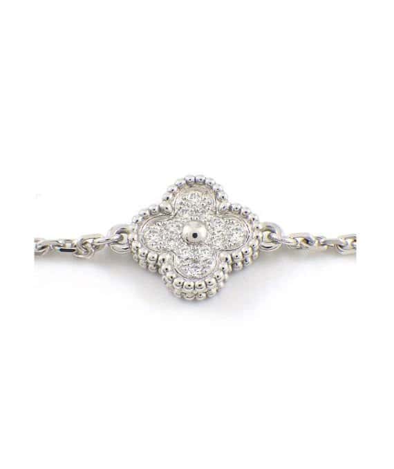 Van Cleef & Arpels Sweet Alhambra 6 Motifs Diamond Bracelet In 18k White Gold White Gold Very good - Back View