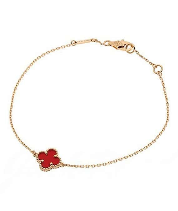 Van Cleef & Arpels Sweet Alhambra Carnelian Bracelet In 18k Pink Gold Pink Gold Very good - Front View