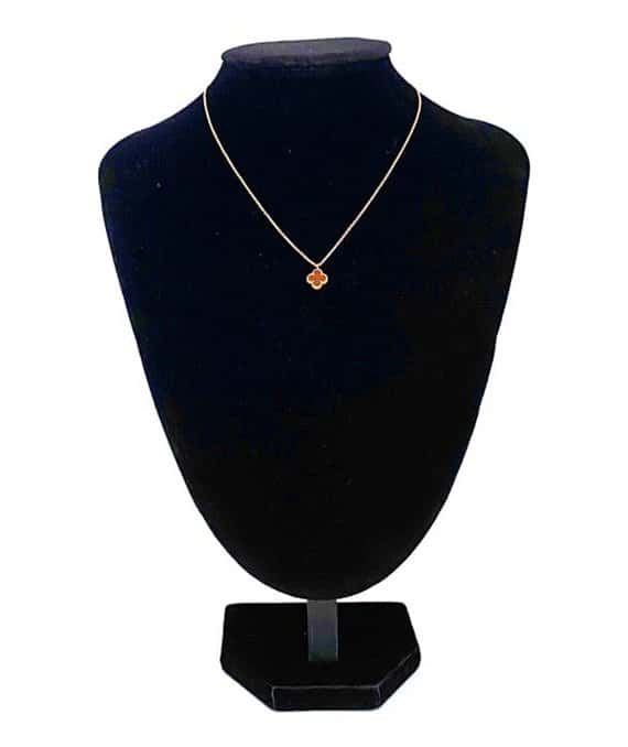 Van Cleef & Arpels Sweet Alhambra Mini Necklace with Orange Stone Pendant in 18k Yellow Gold Yellow Gold Very good - Inside View