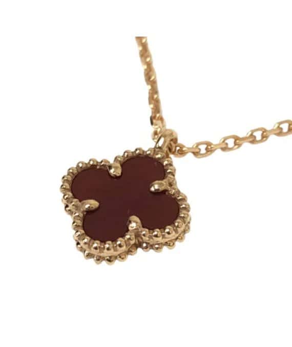 Van Cleef & Arpels Sweet Alhambra Pendant Necklace with Carnelian in 18K Rose Gold Gold Gold Very good - Inside View