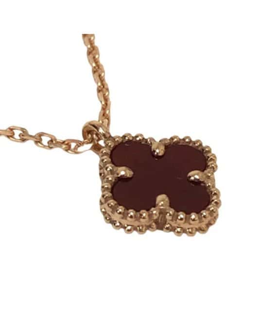 Van Cleef & Arpels Sweet Alhambra Pendant Necklace with Carnelian in 18K Rose Gold Gold Gold Very good - Model View