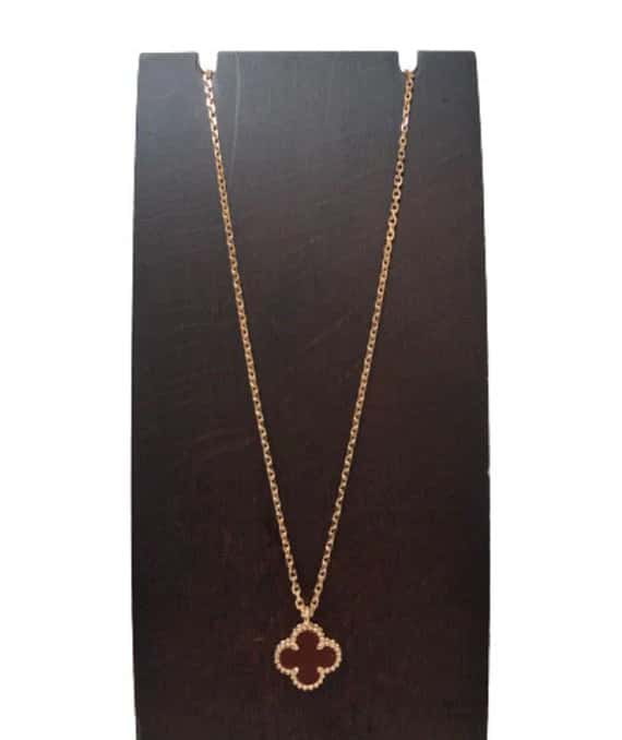 Van Cleef & Arpels Sweet Alhambra Pendant Necklace with Carnelian in 18K Rose Gold Gold Gold Very good - Box View