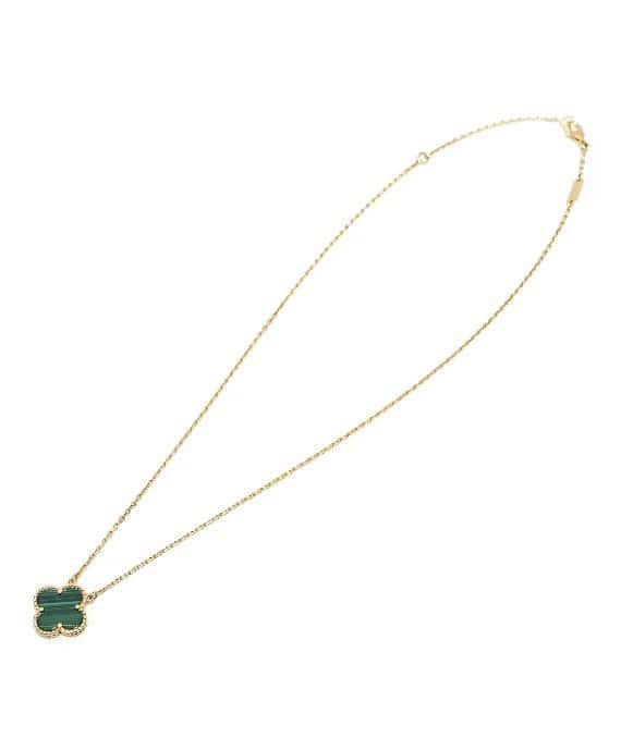 Van Cleef & Arpels Vintage 18k Yellow Gold Necklace with Alhambra Malachite Pendant Yellow Gold Very good - Inside View