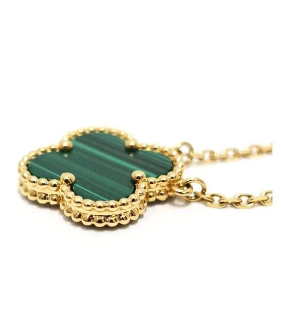Van Cleef & Arpels Vintage 18k Yellow Gold Necklace with Alhambra Malachite Pendant Yellow Gold Very good - Box View