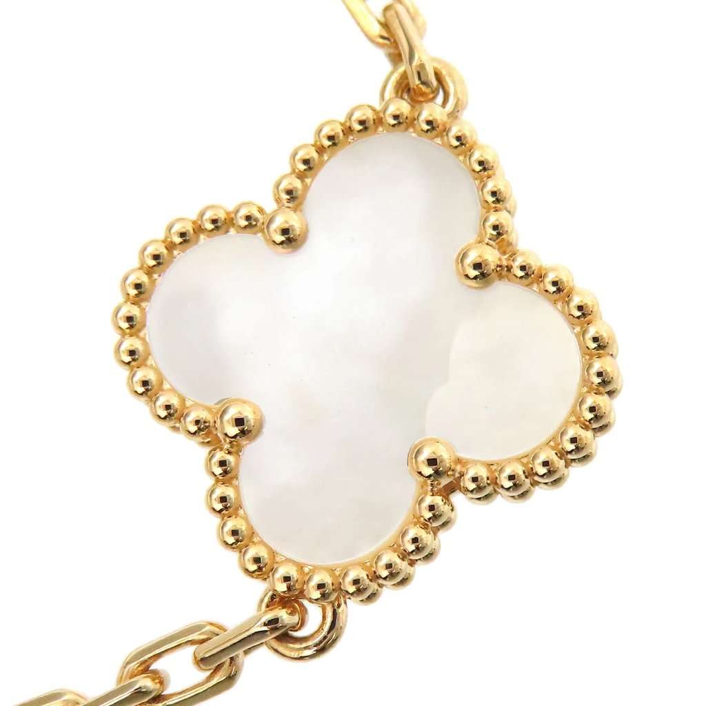 Van Cleef & Arpels Vintage Alhambra 5P Mother-of-Pearl Motif In 18k Yellow Gold Bracelet Yellow Gold Very good - Back View