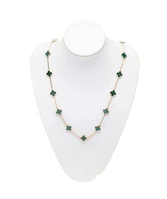 Van Cleef & Arpels Vintage Alhambra Malachite 20 Motif Long Necklace In 18k Yellow Gold Yellow Gold Very good - Back View