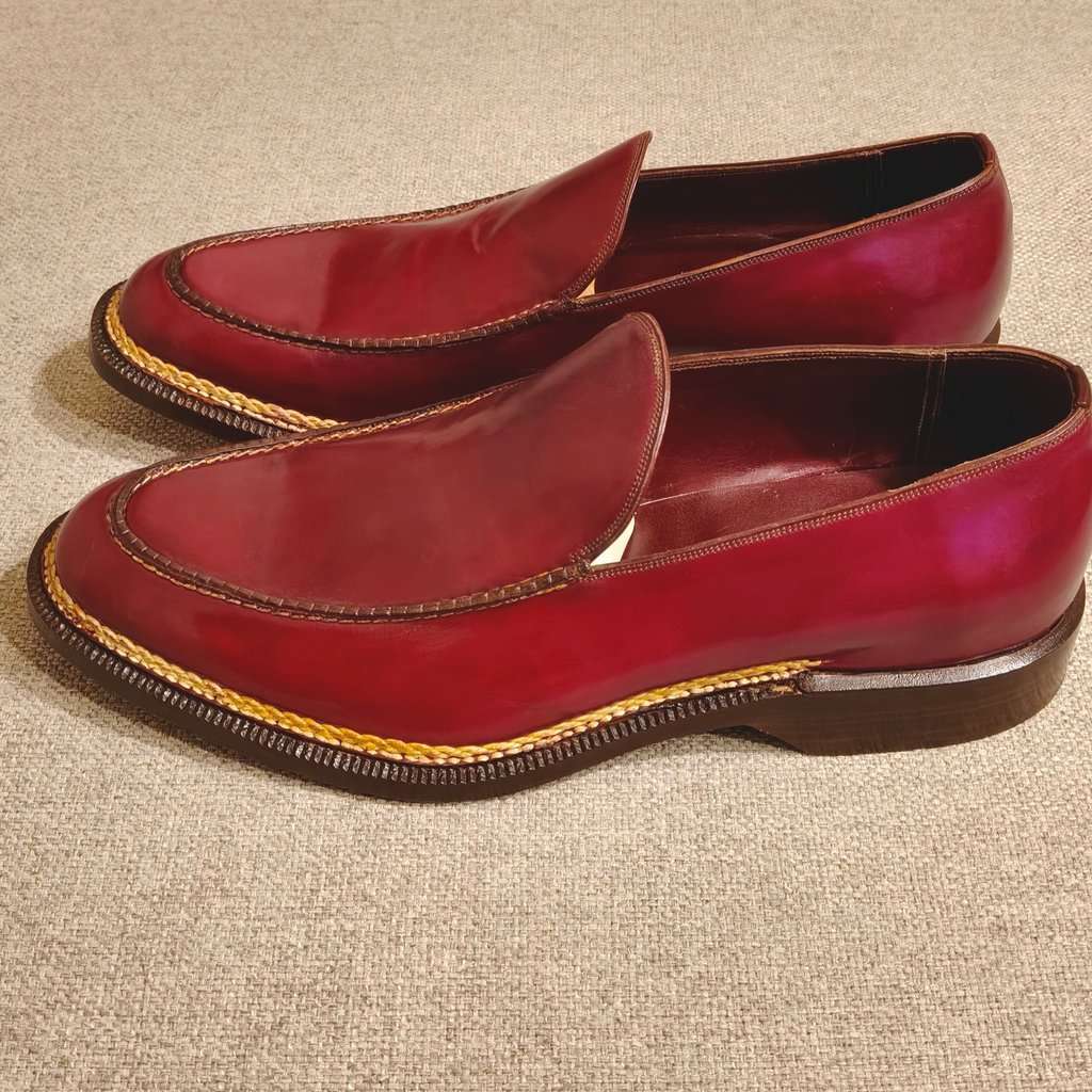 Unsigned Silvano Lattanzi-Pantofola mocassino Burgundy Leather Never worn - Model View