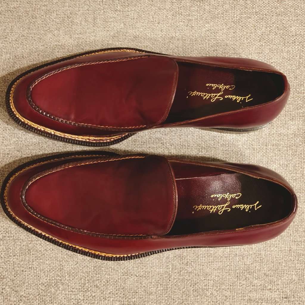 Unsigned Silvano Lattanzi-Pantofola mocassino Burgundy Leather Never worn - Box View
