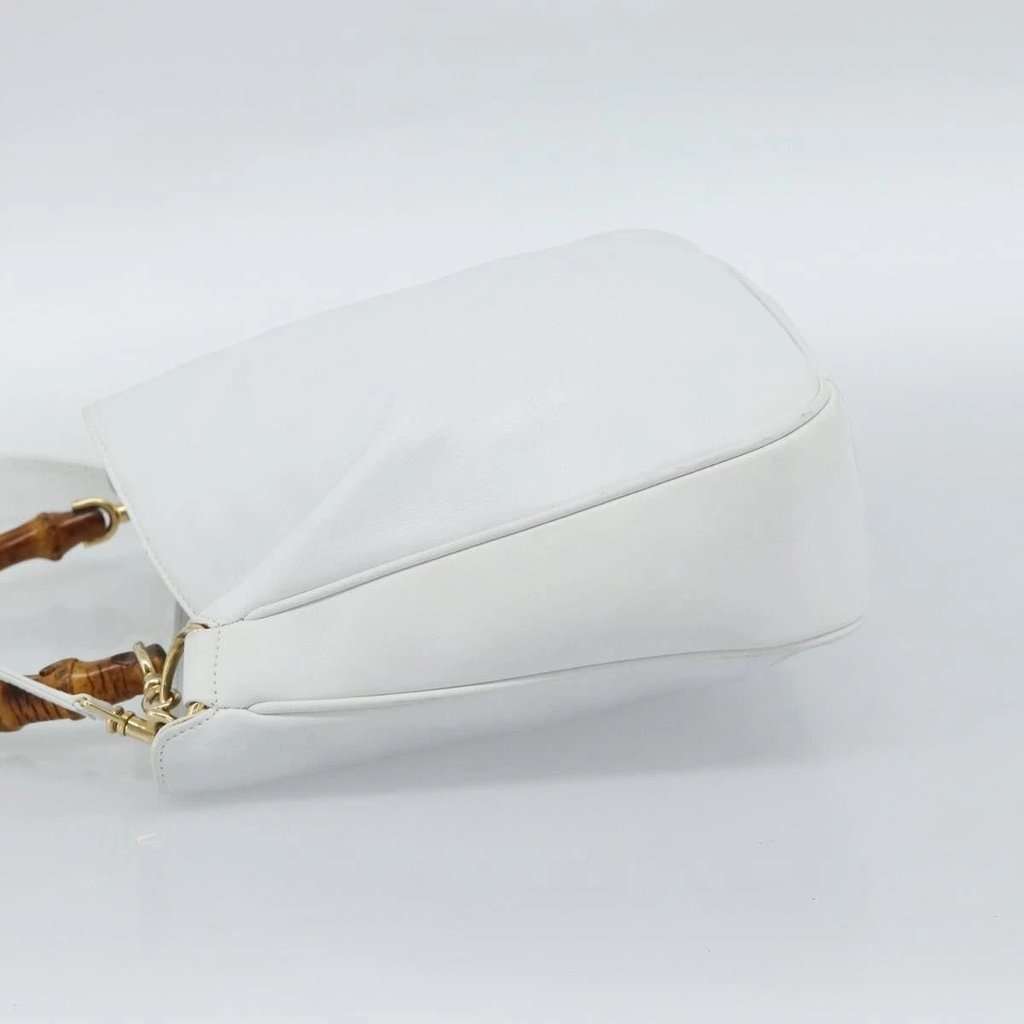 Gucci Bamboo leather shoulder bag White Leather Good condition - Box View