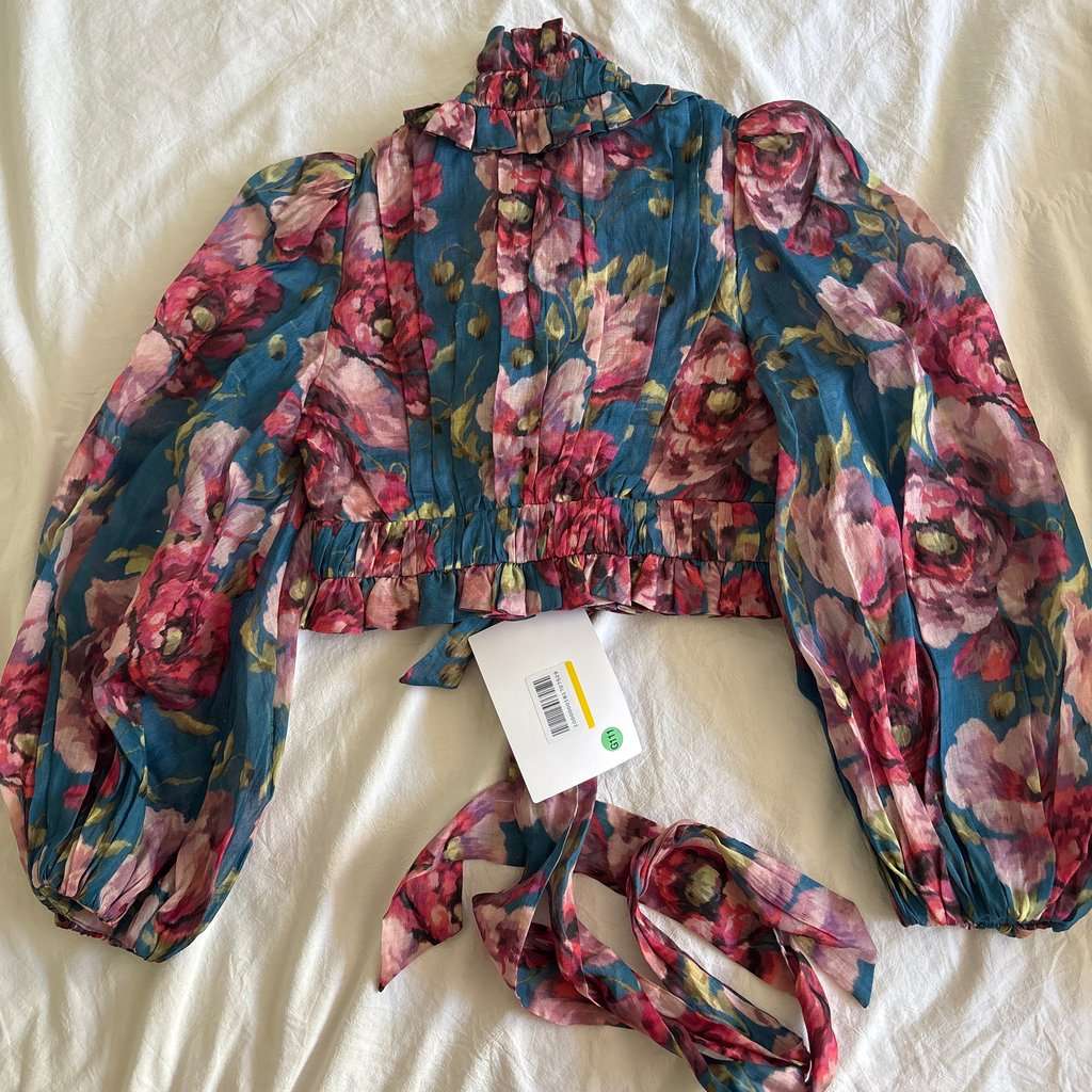 Zimmermann Floral blouse MultiColor Linen Never worn, with tag - Back View