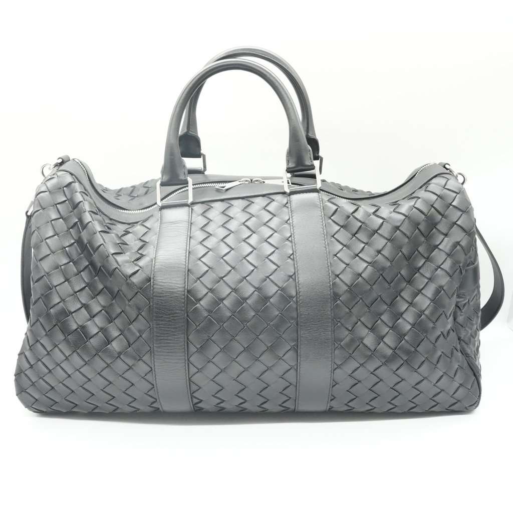 Bottega Veneta Intrecciato Duffle Bag Black Black Leather Good - Back View