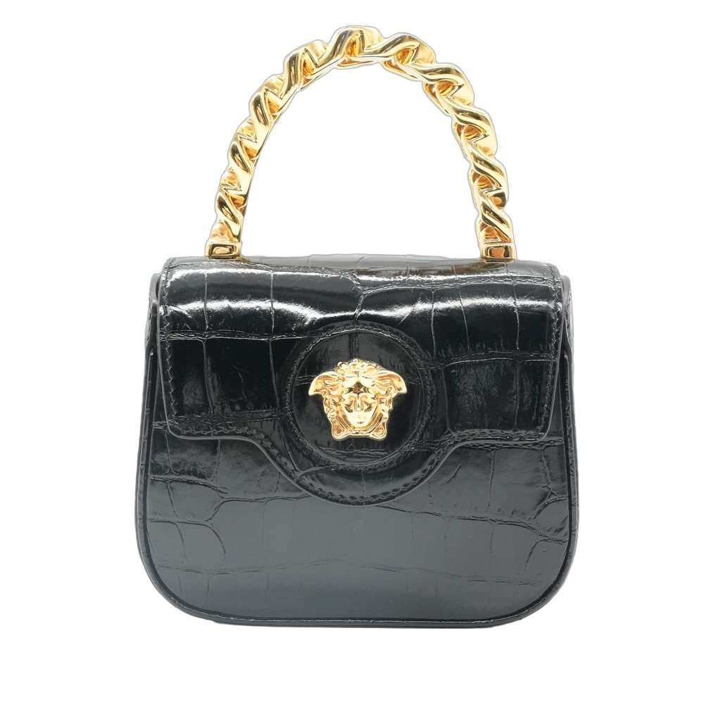 Versace La Medusa Mini Black Black Leather Very good - Front View