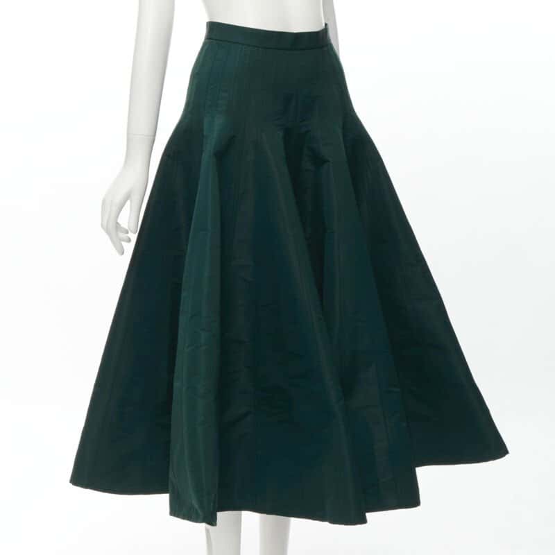 Alexander McQueen Panelled Flared Skirt Green Polyester Never worn - Inside View