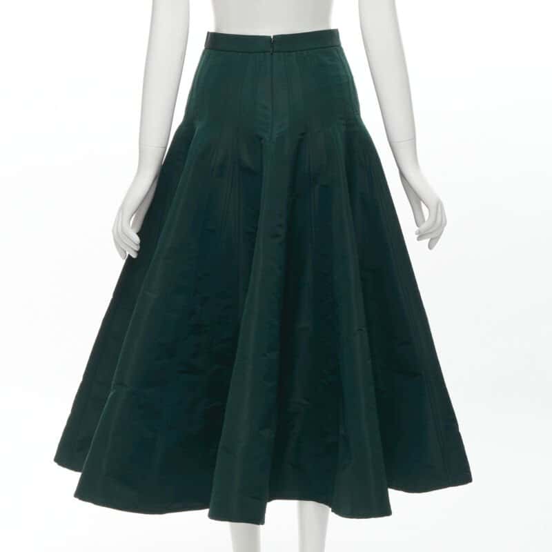Alexander McQueen Panelled Flared Skirt Green Polyester Never worn - Box View