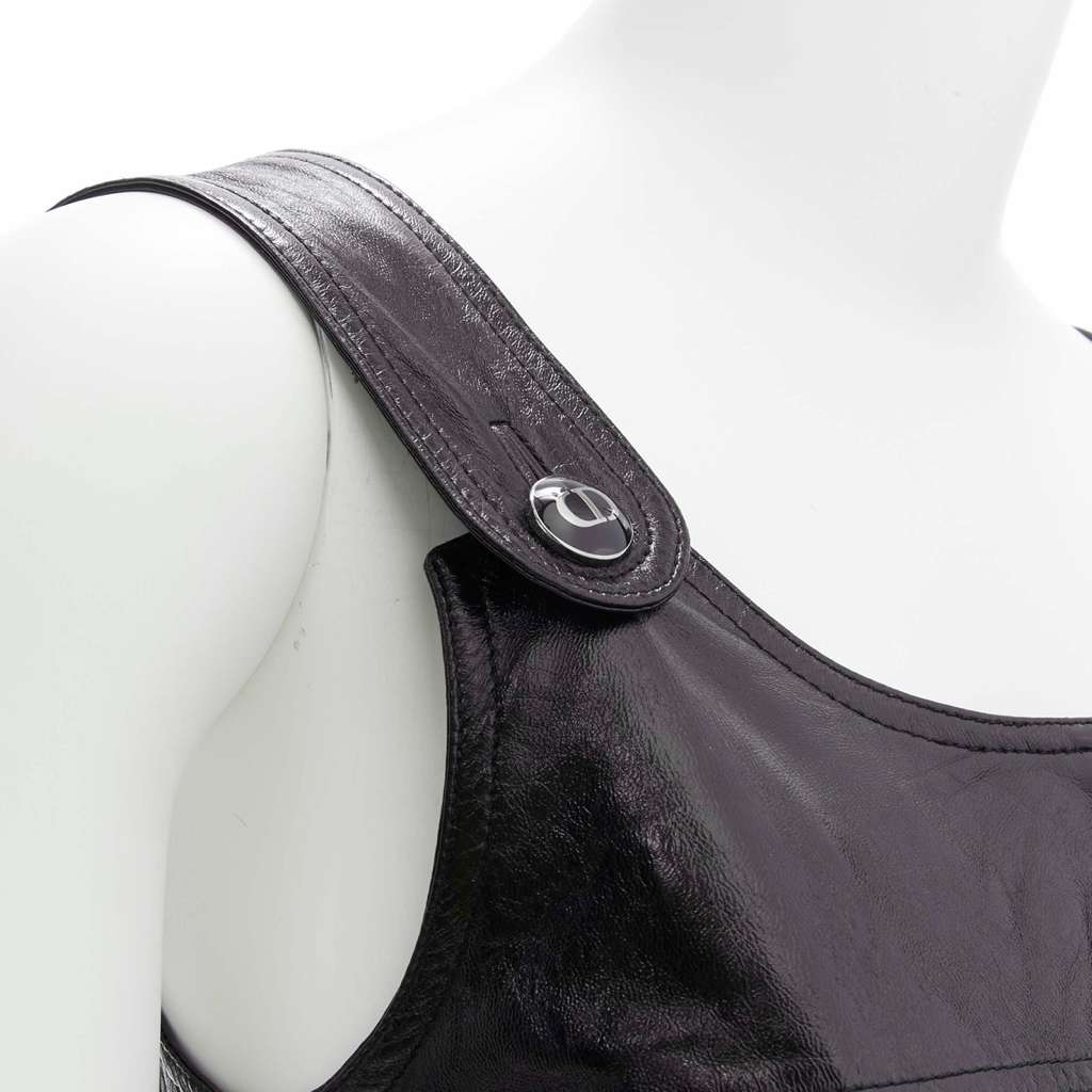 Christian Dior Crinkled Leather Dress Black Leather Never worn - Back View
