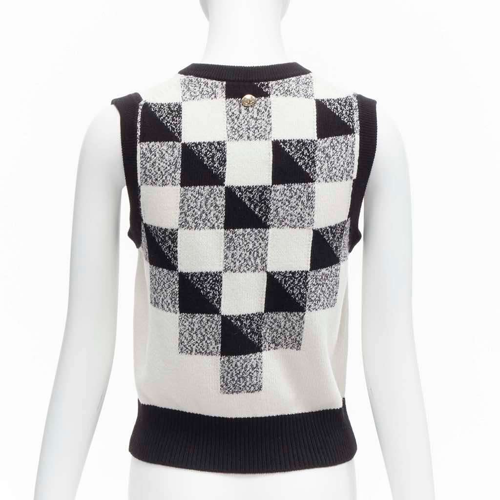 Chanel Check CC Sweater Vest Black Cashmere Never worn - Box View