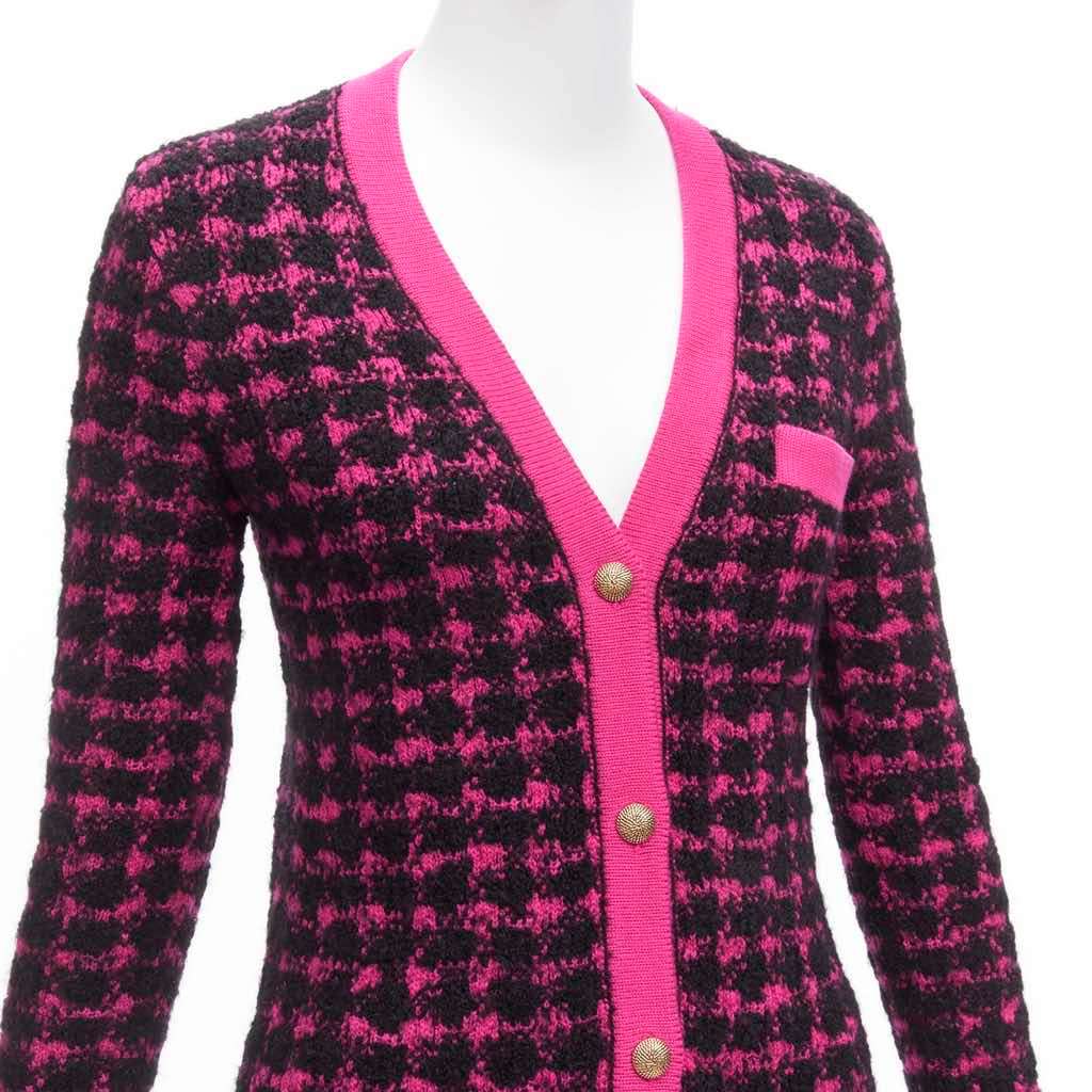 Saint Laurent Houndstooth Cardigan Pink Wool Never worn - Back View