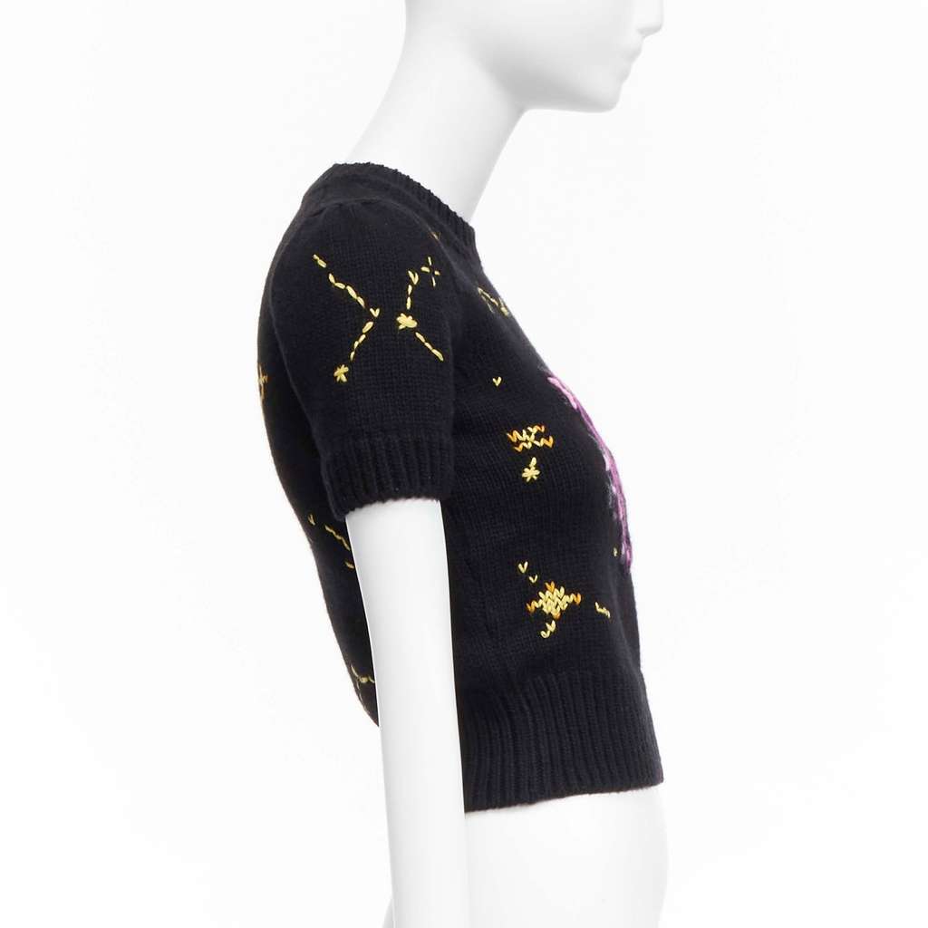 Christian Dior Zodiac Cropped Sweater Black Wool Never worn - Model View