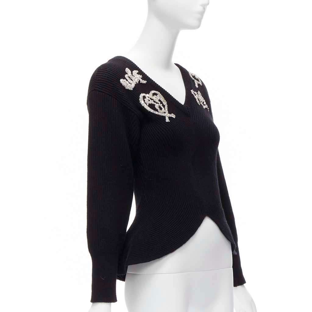 Alexander McQueen Logo Peplum Sweater Black Wool Never worn - Inside View