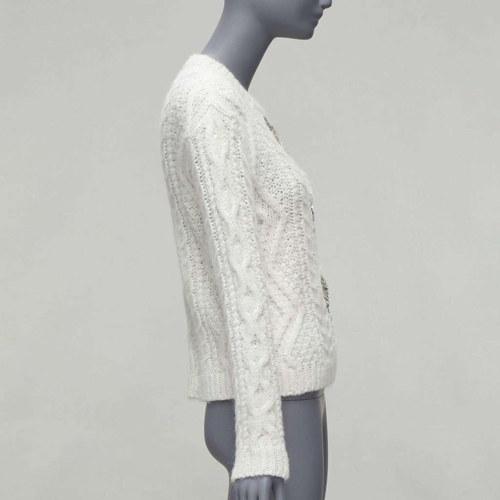 Valentino Garavani Sequins Bow Sweater White Polyester Never worn - Model View