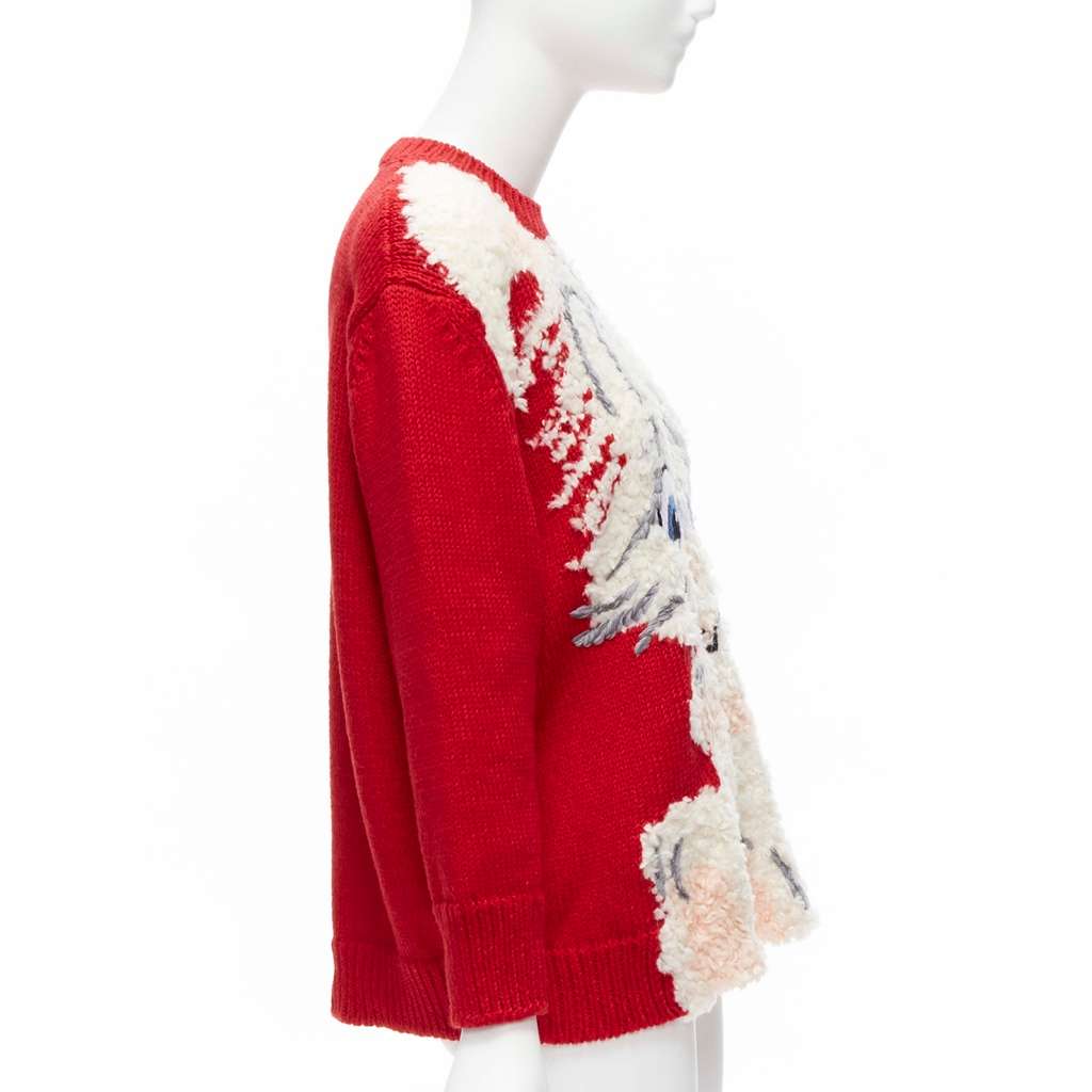 Stella McCartney Bunny Textured Sweater Red Wool Never worn - Model View