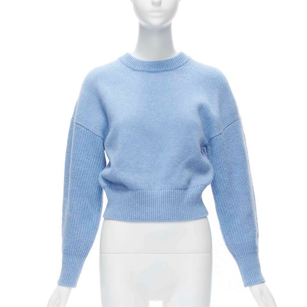 Alexander McQueen Speckled Cropped Sweater Blue Wool Never worn - Front View