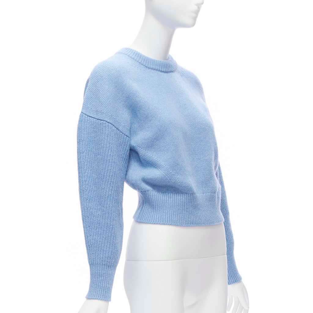 Alexander McQueen Speckled Cropped Sweater Blue Wool Never worn - Inside View