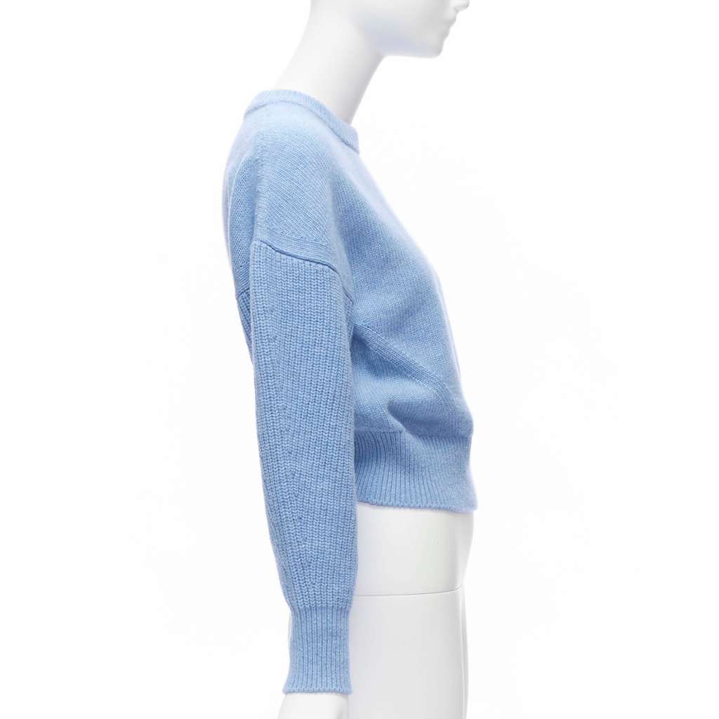 Alexander McQueen Speckled Cropped Sweater Blue Wool Never worn - Model View