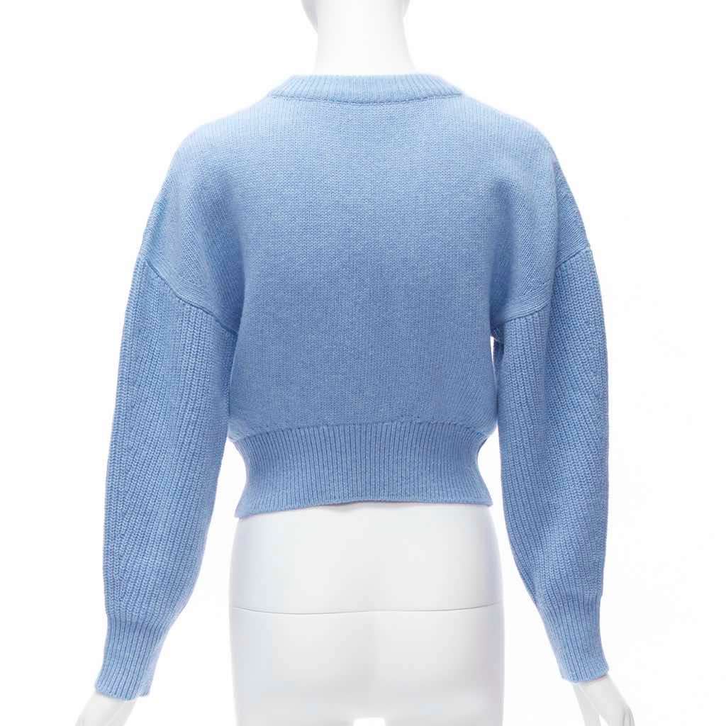Alexander McQueen Speckled Cropped Sweater Blue Wool Never worn - Box View