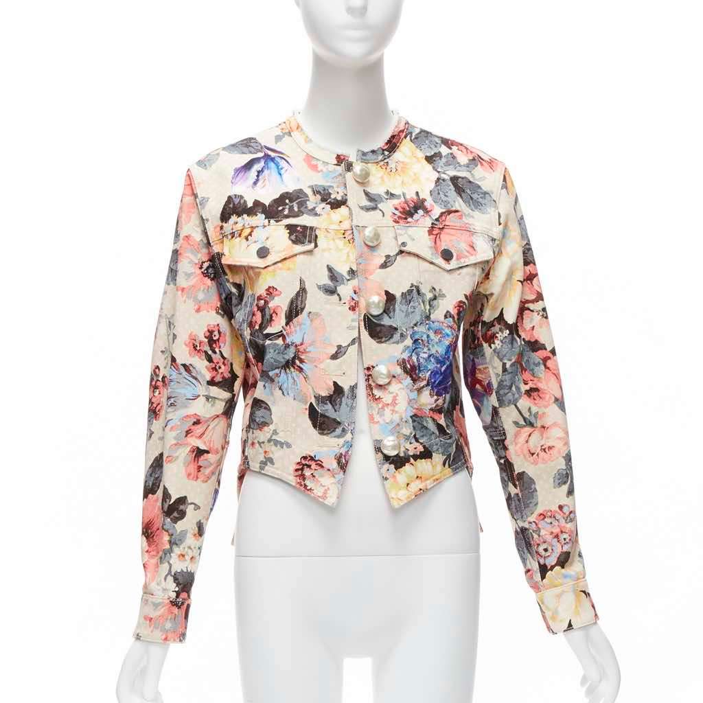 Louis Vuitton Vintage Flower Cropped Jacket Pink Cotton Never worn - Inside View